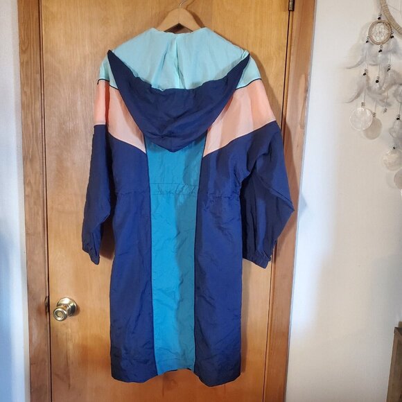 Free People Surfrider Windbreaker Women XS Blue Color Block Combo Jacket Long - Picture 4 of 8